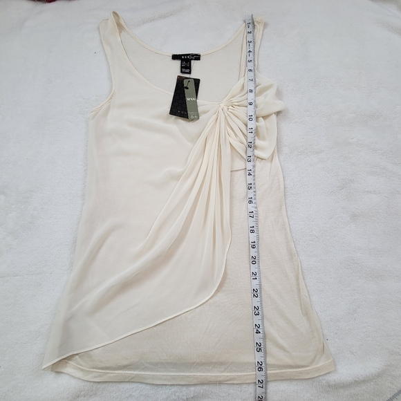 MNG Suit Sleeveless Chiffon Overlay Top Size XS Bow Detail Sheer Cream NWT - Picture 7 of 7